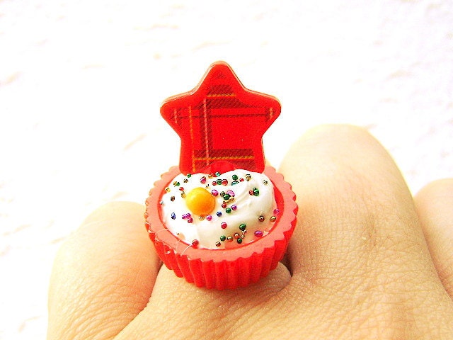 Food Ring Kawaii Ice Cream Candy  Miniature Food Jewelry