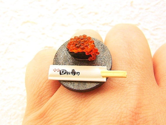 Kawaii Sushi Ring Tobiko Miniature Food Jewelry Featured on Cnn.com