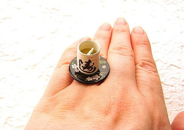 Green Tea Ring Miniature Food Jewelry