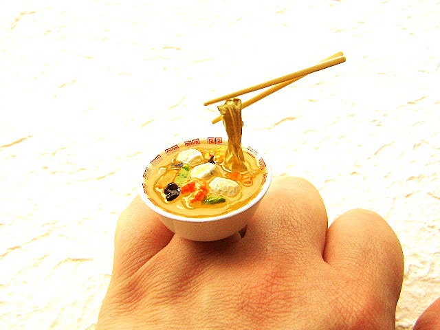 Kawaii Cute Japanese Food Ring Floating  Champon - Japanese Noodle Dish