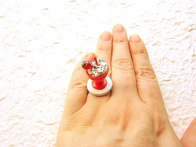 Happy Birthday Ring Ice Cream Candy Miniature Food Jewelry