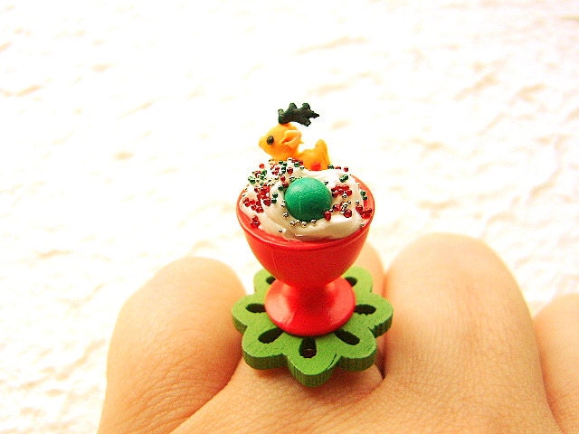 Christmas  Food Ring Kawaii  Reindeer Cookie  Candy Ice Cream