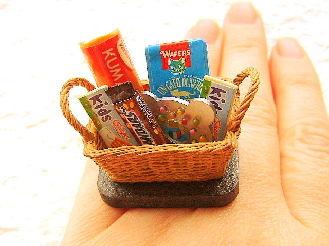 Gift Basket Ring Miniature Food Jewelry  Sweets and Cookies