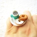 Kawaii Food Ring Lunch At The Office Coffee Bagel Miniature Food Jewelry