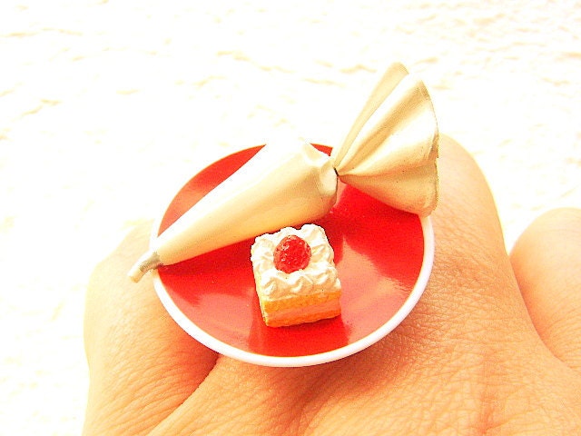 Kawaii Food Ring Icing Cake Miniature Food Jewelry