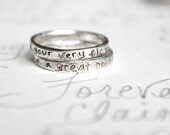 romantic quote wedding band set . recycled sterling silver stacking ring set . and your very flesh whitman quote . ready to ship size 7 1/2