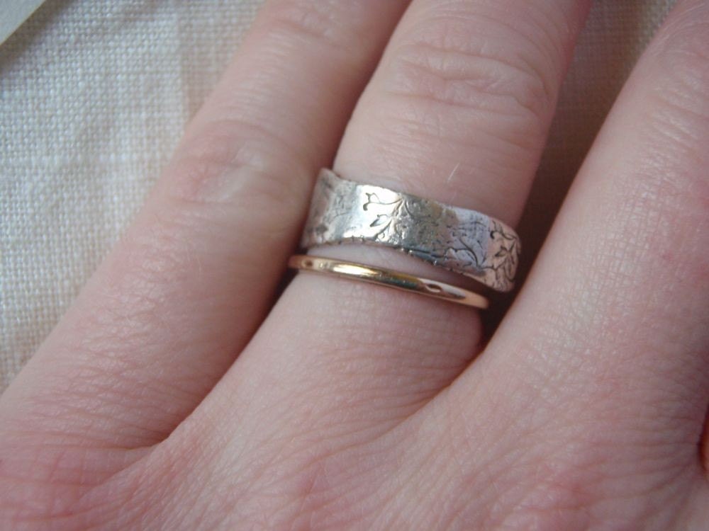 happily ever after womens ring . thick recycled silver . custom personalized words inside by peacesofindigo
