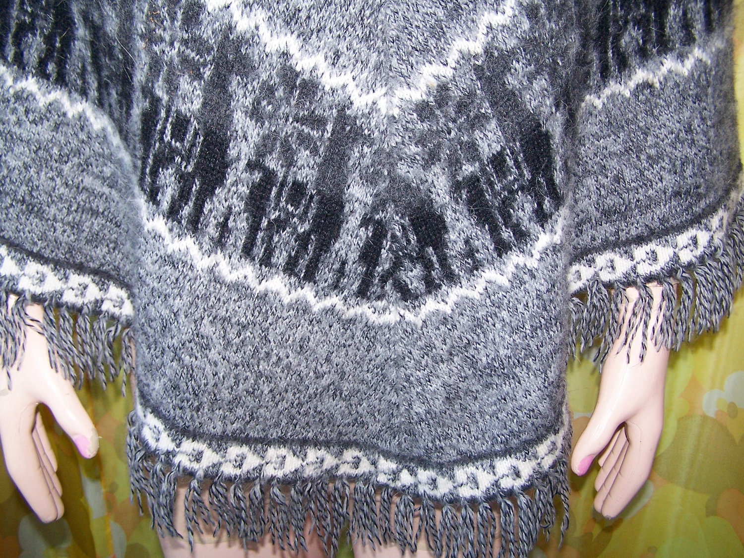 Wool Cape Alpaca Poncho ShawL Ethnic Serape osfm S M L