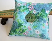 Recycled Skateboard Novelty Button Throw Pillow-Vintage Aqua Summer