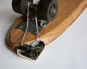 Recycled Skateboard Heart Necklace-Dark Heart