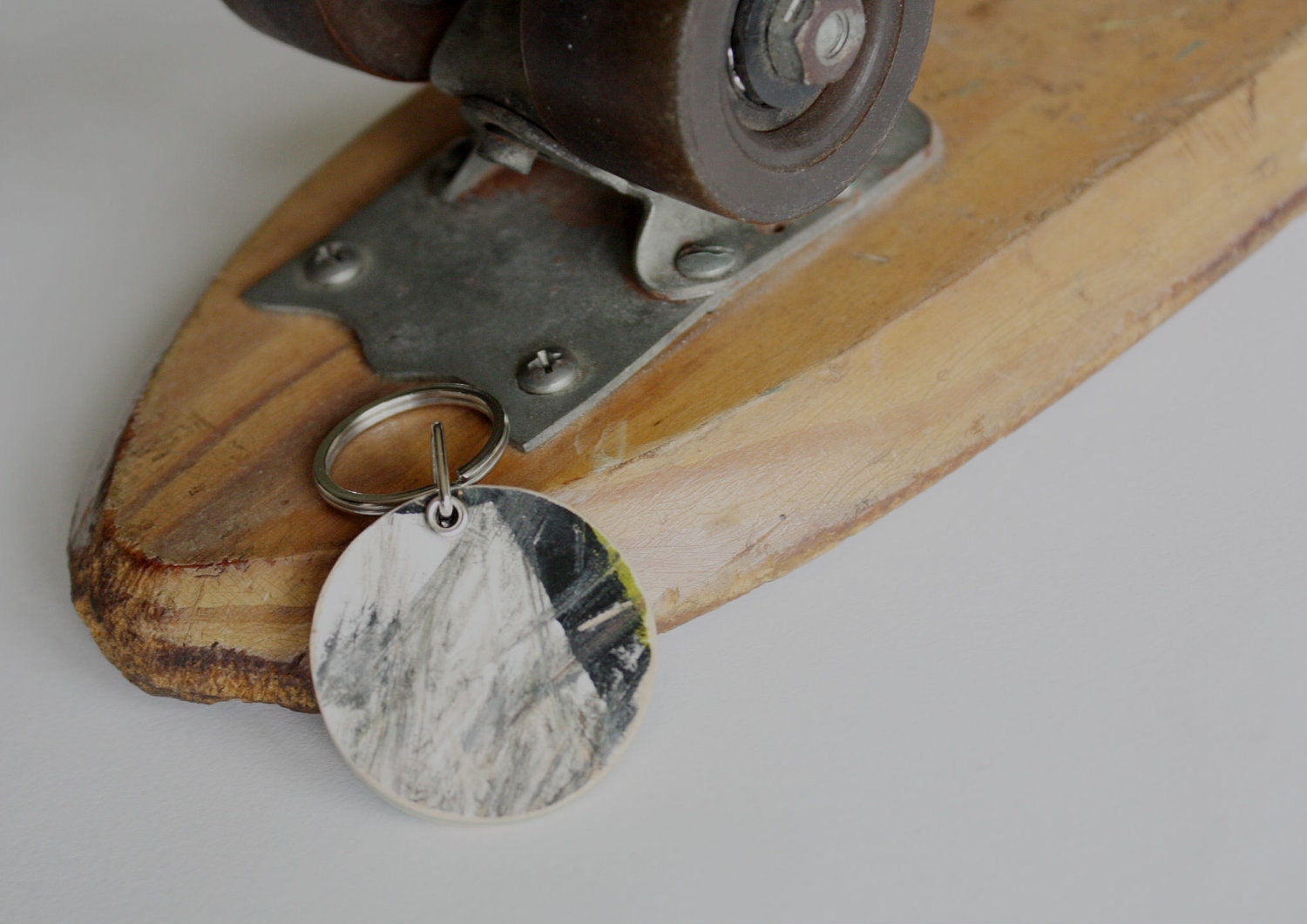 Recycled Skateboard Deep End Keychain-Ying and Yang