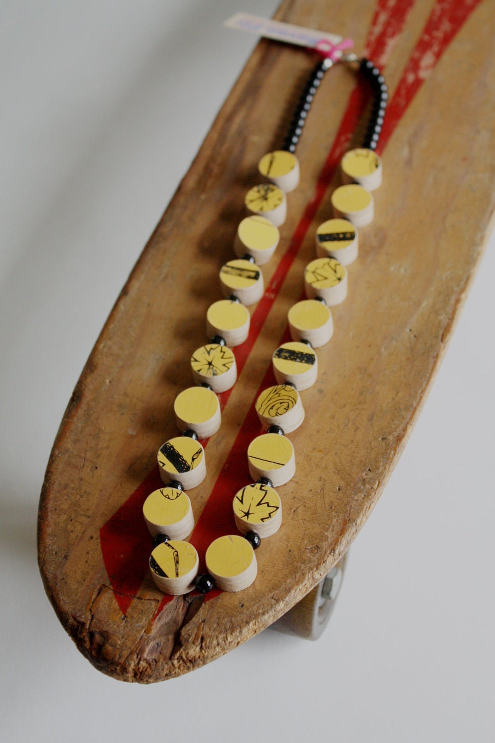 Recycled Skateboard Necklace-Grand Finale No.22 Skateboard Pearls 20"