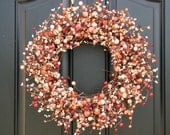 Rhubarb Pie - Fall Wreaths - Berry Wreath - Year Round Berries - Harvest Decor - Front Door Wreaths - Seasonal Decor