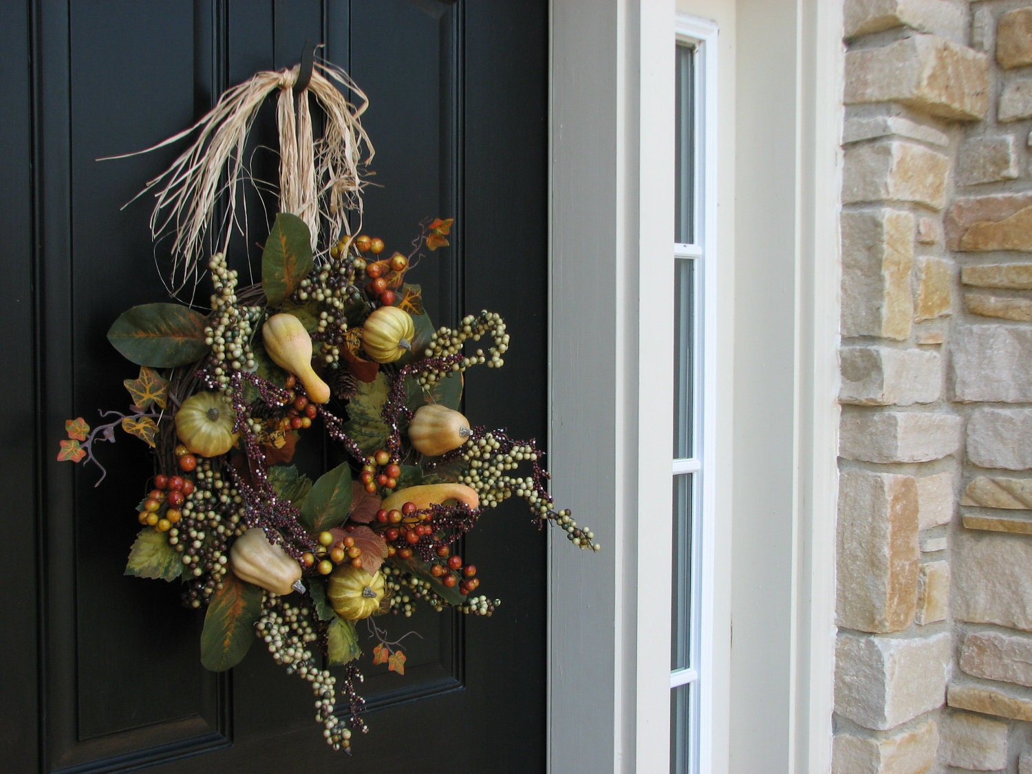 Reserved Listing for 206timbertall - Fall Wreath - Autumn's Assurance of Pumpkins, Gourds and Fall Berries