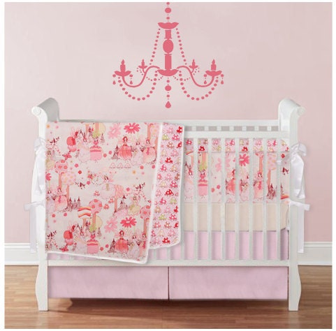 2 pc Crib set Bumper with piping and Crib Box Pleat Skirt - Fairies