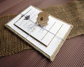 Rustic Burlap Pine Cones  Wedding Invitation Set