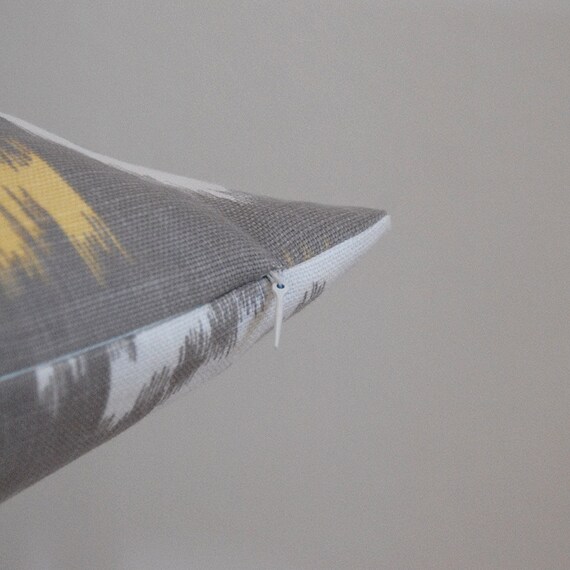 Ikat Dwell Studio Batavia Citrine Yellow Gray White 20x20 Decorative Pillow Cushion Cover