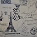 Decorative Pillow: French Stamps and Script in Navy on Natural Background. 20x20 Decorative Pillow Cover