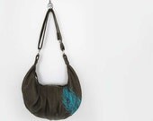 pleated hobo - olive green leather hobo purse - crossbody bag - customizable hobo bag