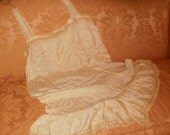 Chemise French Valenciennes Antique Lace Silk Crêpe de Chine Vintage Step Ins Pantaloon Flapper Lingerie Peach Tea step-ins Rare Gatsby Deco