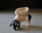Large, Lustrous, Pink Keshi Pearl in Sterling Silver with 14kt Gold, Statement Ring - betsybensen