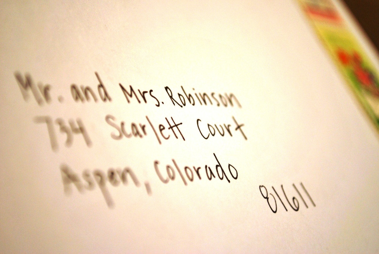 hand addressed envelopes for all events deposit: UPPERlower fine print