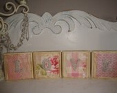 Shabby Chic  Wooden Blocks....LOVE....German Glass Glitter...Antiqued