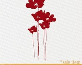 Vinyl Wall Graphic SALE item- DEEP RED Poppy Bunch Decal, Sticker