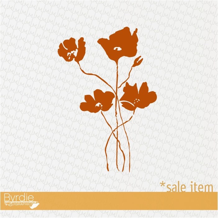 Wall Decal SALE- BURNT ORANGE Little Poppy Field Graphic Sticker