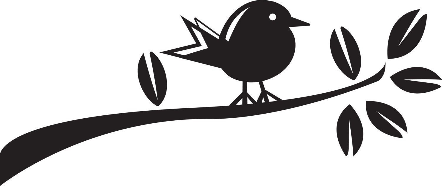Branch Vinyl Wall Decal- Chubby Birdie Branch Graphic, Sticker, item 30009