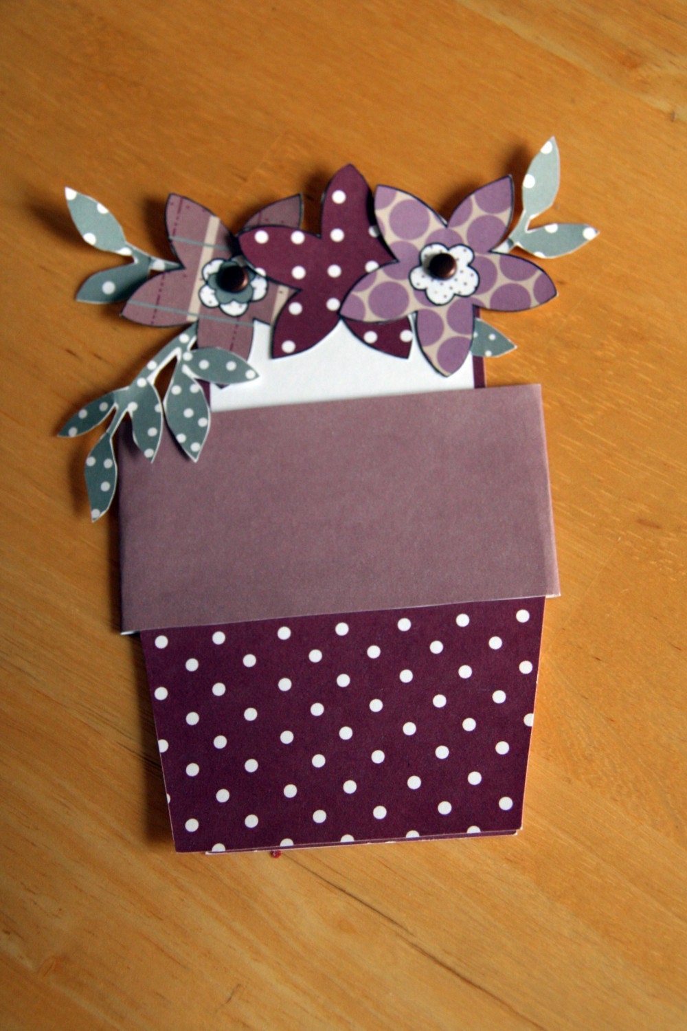 1 A2 Polka Dot Flower Pot Mother's Day, Get Well Soon, Welcome Home Note Card Set