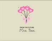 Simple Sweet Elegant Bubble Gum Cotton Candy Pink Ivory  Flower Bouquet Wedding Bridal Shower Thank You Cards
