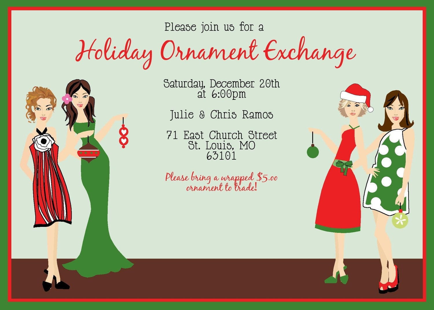 Exclusive FACES COLLECTION Ornament Exchange Swap Trade Holiday Party Celebration Invitation