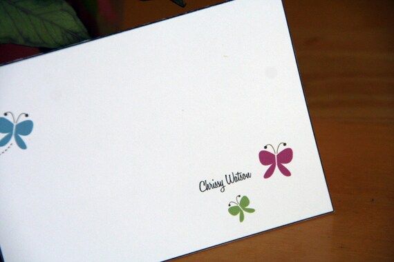 12 A1 Personalized Colorful Blank Butterfly Notecard Set