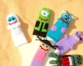 Monsters United Finger Puppet Set  (Includes 5 Monsters and 1 Girl)  We can create custom listings of individual puppets or puppet sets.