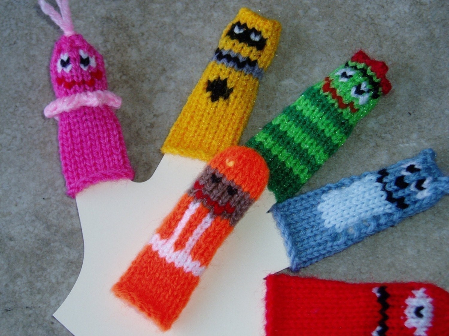 Friendly Monster Finger Puppet Set.  We can create custom orders of individual puppets or puppet sets.