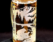Groomsman Beer Stein, Etched Glass, Bear by Mountain Cabin