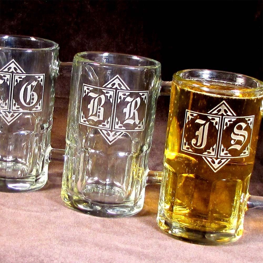 Wedding Beer Mugs 4 Monogrammed Groomsmen Gifts