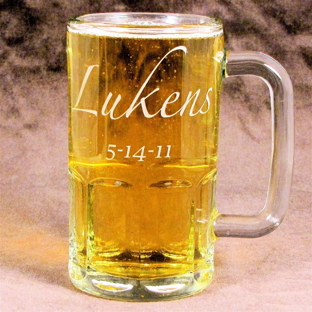 Personalized Beer Mug Etched Glass Pub Glass