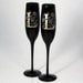 Custom Wedding Champagne Flutes, Personalized Black and Gold Wedding Flutes