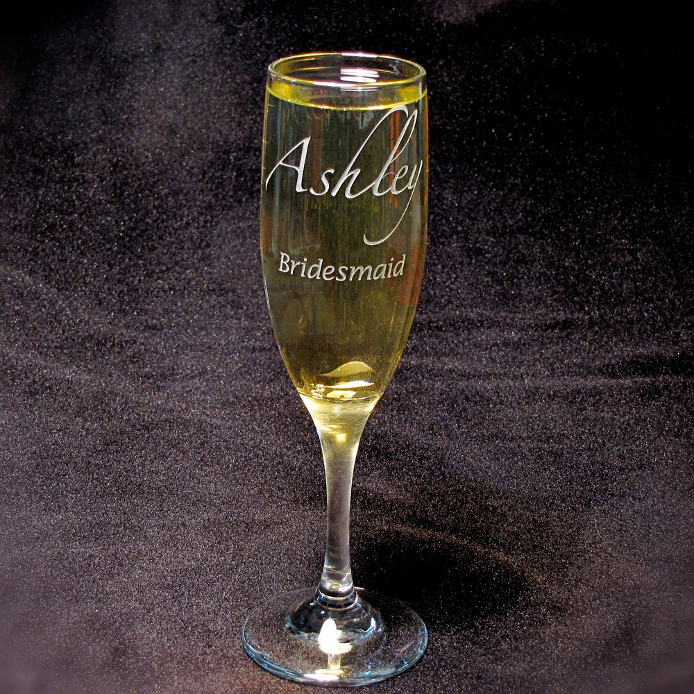 2 Personalized Bridesmaid Gifts Wedding Champagne Flutes