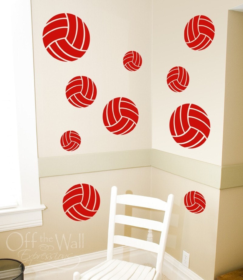 Set of Ten Volleyballs vinyl decals