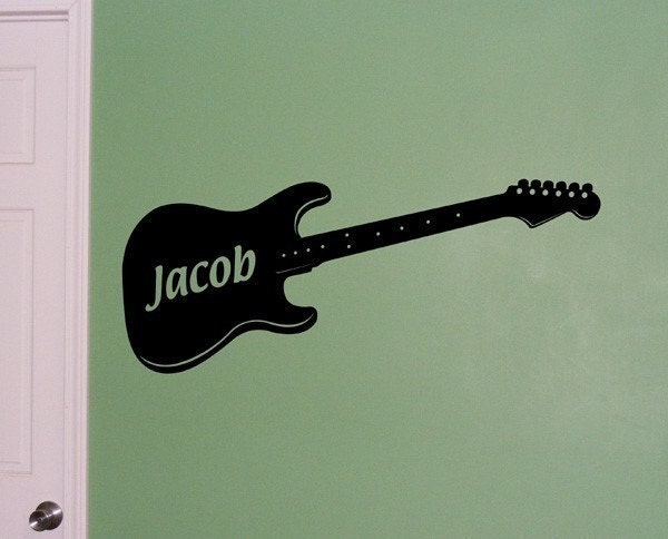 Personalized Guitar vinyl decal wall art sticker