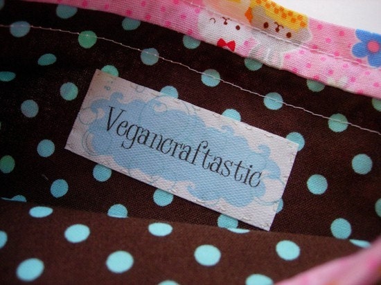 Pink Bunny Tea Party Knitting / Crafting / Gift Bag - Memorial Day Clearance