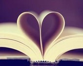 Heart Still Life Photograph Love Story Romantic lilac violet lavender book lover home decor cream white 8x10