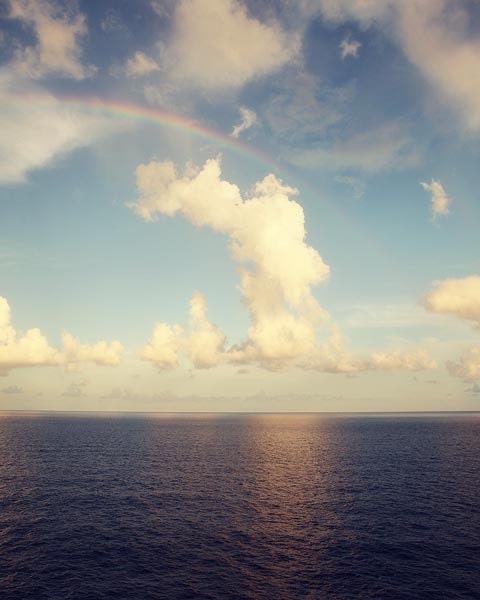 Nautical Ocean Photograph Decor - water rainbow teal navy blue midnight aqua turquoise white clouds bright - 8x10