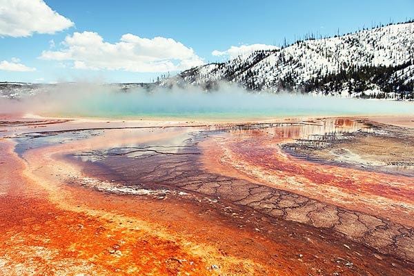 Colorful Landscape Photograph - Yellowstone Hot Springs - rainbow brown red rust tan blue teal turquoise - Springs 8x12