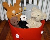 XL Felt Fabric Basket in 5mm Thick Virgin Merino Wool Felt, ORANGE