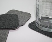 Felt Coasters in 5mm Thick Virgin Merino Wool Felt- Reversible Grey