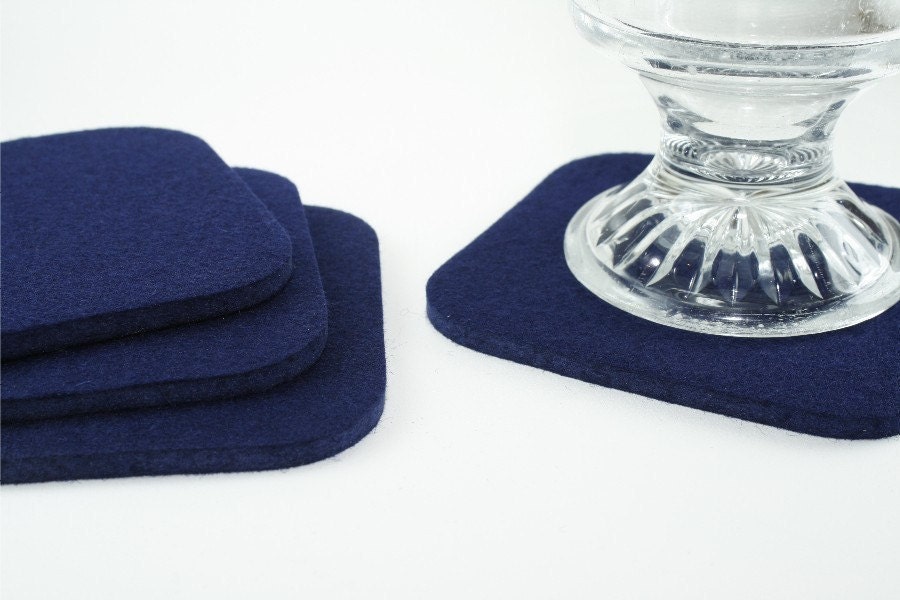 Felt Coasters in 5MM Thick Virgin Merino Wool Felt-Navy